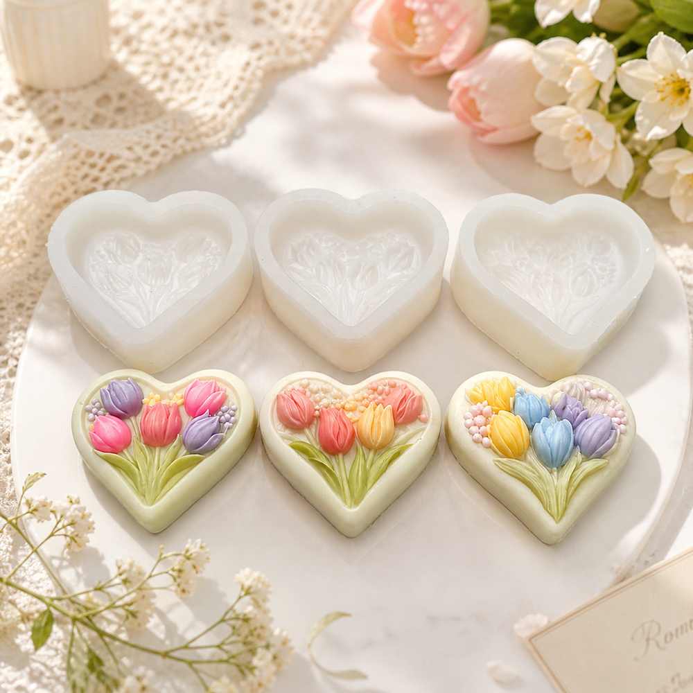 Soap Making Wholesale Supplies - Wholesale Love Tulip Silicone Candle Mold