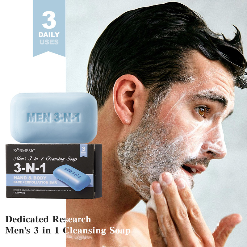 Castor Oil Soap - Men's 3-in-1 Cleansing Bar Soap for