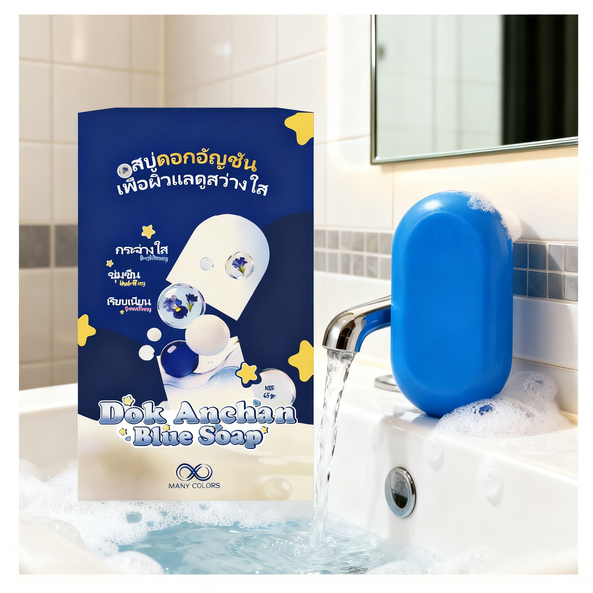65G 1/2/3pcs Dok Anchan Blue S - đánh giá và giá Castor Oil Soap