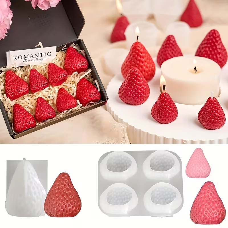 Strawberry Silicone Candle Mol - đánh giá và giá Soap Making Items