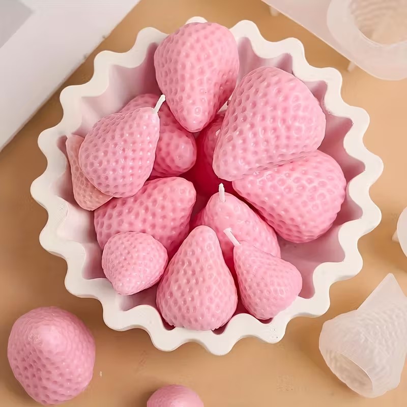 Strawberry Silicone Candle Mol - đánh giá và giá Soap Making Items