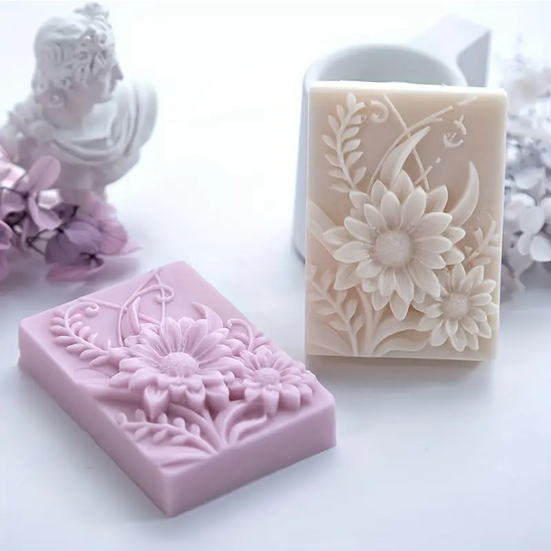 3D Flower Square Soap Silicone - đánh giá và giá Soap Making Items
