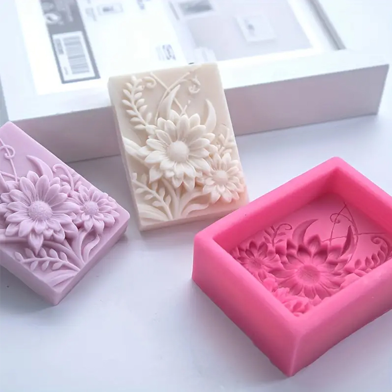 3D Flower Square Soap Silicone - đánh giá và giá Soap Making Items