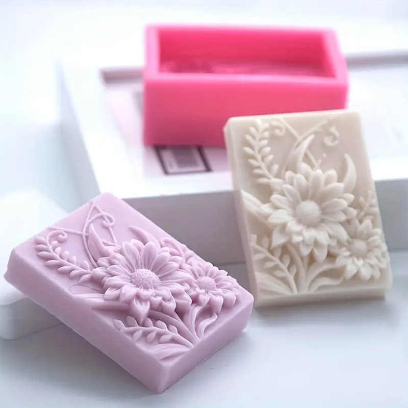 3D Flower Square Soap Silicone - đánh giá và giá Soap Making Items