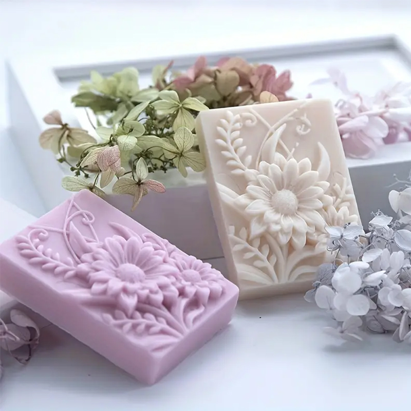 3D Flower Square Soap Silicone - đánh giá và giá Soap Making Items